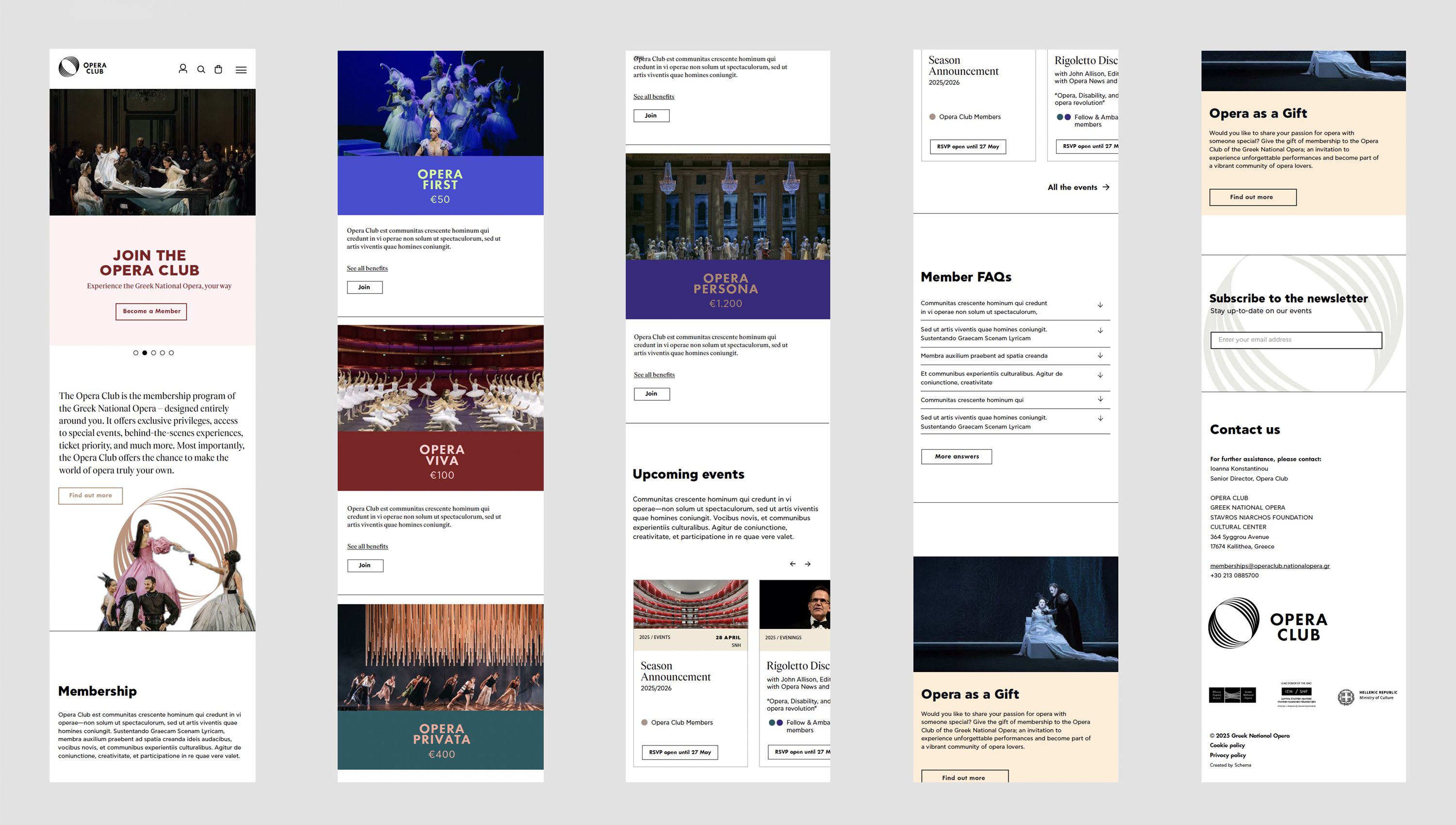 Dimitra Chrona Opera Club ? Greek National Opera schema design Greek National Opera Visual identity Membership Programme Website Digital 6
